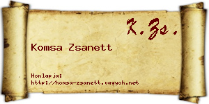 Komsa Zsanett névjegykártya
